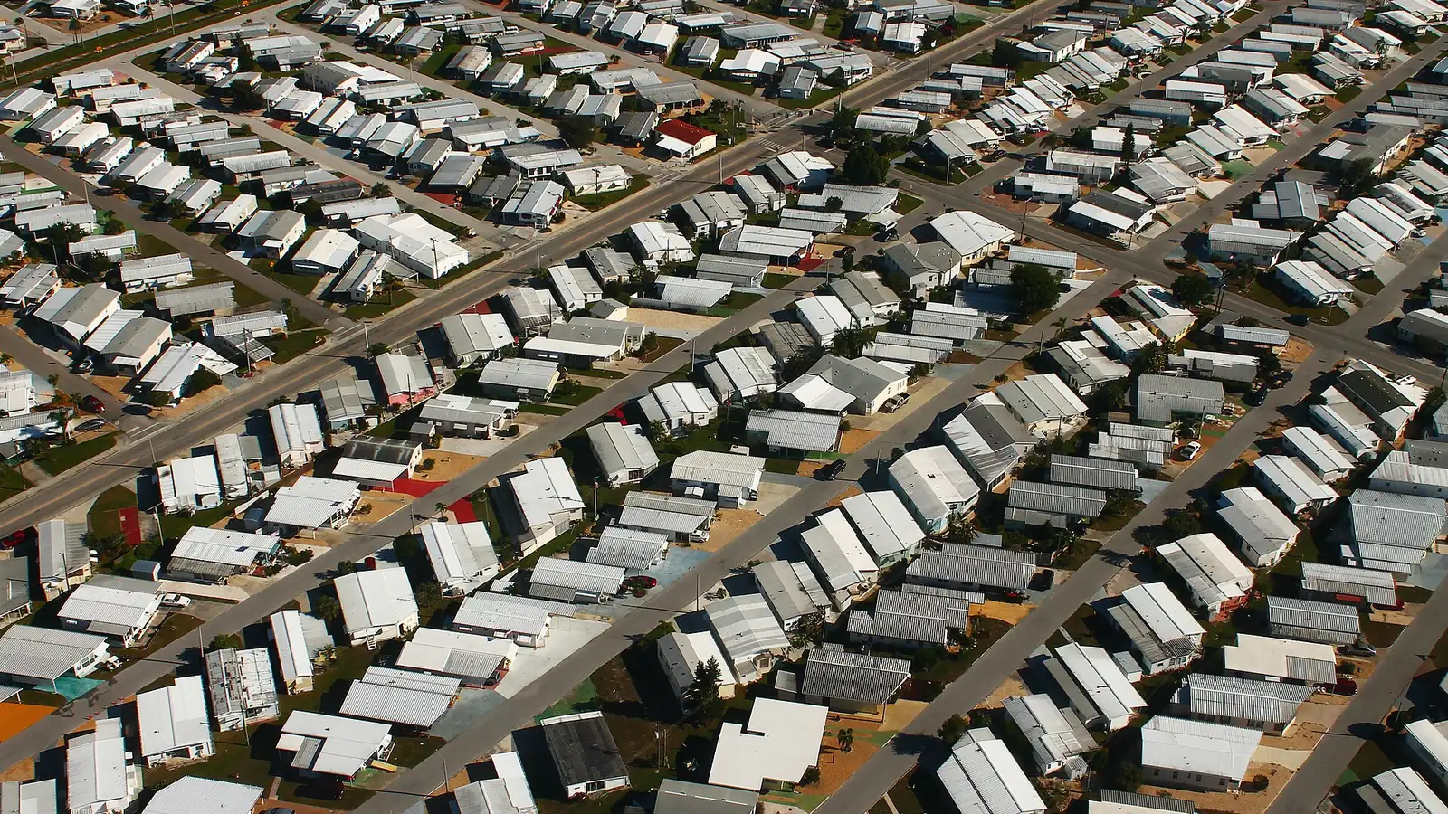 Aerial view of the Trailer Estates manufactured home community in Bradenton, Florida